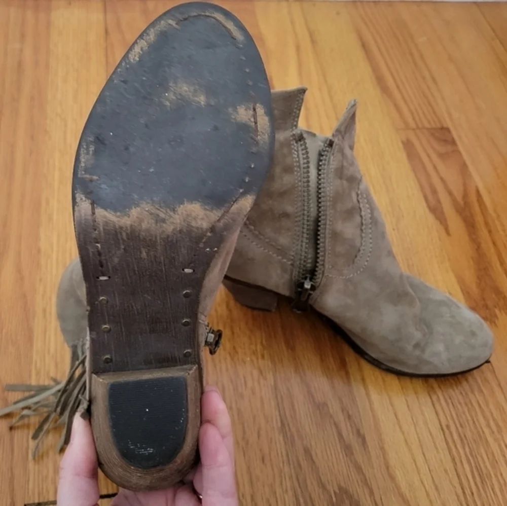 Sam Edelman Women's Louie Western Fringe Boot Tan Size 6 Suede‎ Leather Festival